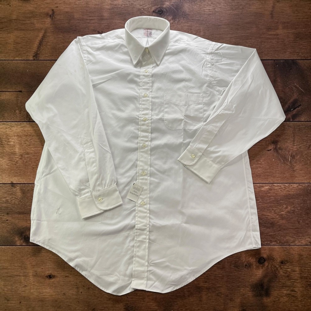 NEW Vintage Made in USA Brooks Brothers Makers White Dress Shirt 16-3 FLAWS